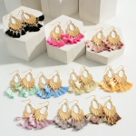 Wholesale gold Metal Feather Earrings Tassels