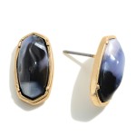 Gold Tone Acetate Oblong Stud Earrings

- Approximately .75" Wide