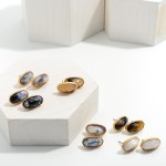 Wholesale gold Acetate Oblong Stud Earrings