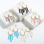 Wholesale long Beaded Gold Drop Earrings Chevron Tassels Long