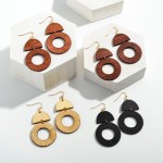 Wholesale wooden Laser Cut Drop Circle Earring