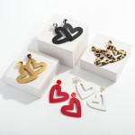 Wholesale leather Heart Earrings Acetate Post Accent