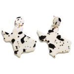 Wholesale leather Animal Print State Texas Drop Earrings Long