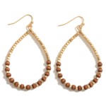 Wholesale gold Wood Bead Drop Earrings Long