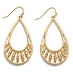 Wholesale gold Metal Drop Earrings Leaf Accents Long