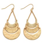 Wholesale gold Metal Crescent Moon Drop Earrings Multiple Textures Long