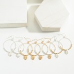 Wholesale beaded Hoop Earrings Leaf Charm