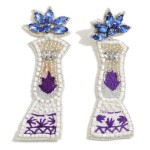 Beaded Cocktail Statement Earrings Featuring Rhinestones

- Approximately 3.5" Length