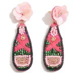 Beaded Bottle Statement Earrings Featuring Flowers

- Approximately 2.75" Length