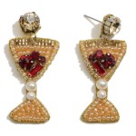 Beaded Cocktail Statement Drop Earring Featuring Rhinestones And Pearls

- Approximately 2" Length