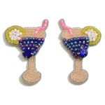 Beaded Cocktail Statement Stud Earring Featuring Rhinestones

- Approximately 1.5" Length