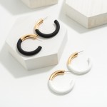 Wholesale half Gold Half Rubber Hoop Earrings
