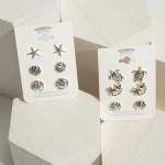 Wholesale set Three Silver Beach Stud Earrings