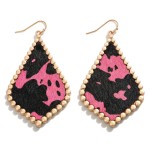 Animal Print Leather Diamond Drop Earrings

- Approximately 3" Length