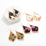 Animal Print Leather Diamond Drop Earrings

- Approximately 3" Length