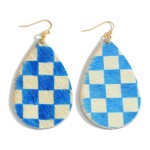 Wholesale leather Checkerboard Drop Earrings Long