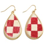Wholesale teardrop Checkerboard Print Faux Fur Earring