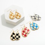 Teardrop Checkerboard Print Faux Fur Earring

- Approximately 2" Length