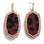 Wholesale hexagonal Animal Print Drop Earrings Twisted Leather Framing Long
