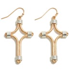 Wholesale metal Wire Wrapped Cross Drop Earrings