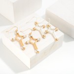 Wholesale metal Wire Wrapped Cross Drop Earrings