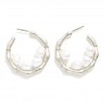 Wholesale pearl Beaded Metal Hoop Earrings D