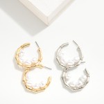 Wholesale pearl Beaded Metal Hoop Earrings D