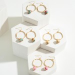 Wholesale twisted Gold Hoop Drop Earring Aztec Painted Wooden Bead L