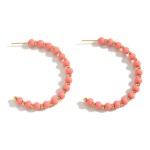 Wholesale gold Wood Bead Hoop Earrings Long