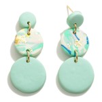 Wholesale polymer Clay Linked Circles Drop Earrings Gold Foil Long