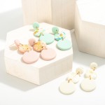 Wholesale polymer Clay Linked Circles Drop Earrings Gold Foil Long