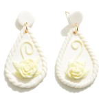 Wholesale teardrop Clay Earrings Rope Detail Rose L