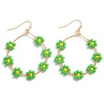Wholesale flower Beaded Hoop Drop Earrings L