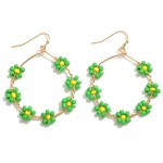 Flower Beaded Hoop Drop Earrings

- Approximately 1.75" L