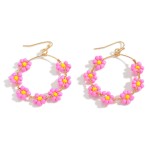 Wholesale flower Beaded Hoop Drop Earrings L
