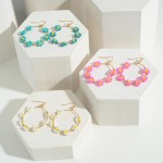 Wholesale flower Beaded Hoop Drop Earrings L