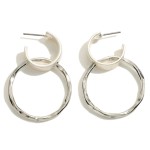 Wholesale gold Huggie Hoop Earrings Linked Hammered Hoop Accents Long