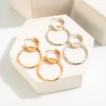 Wholesale gold Huggie Hoop Earrings Linked Hammered Hoop Accents Long