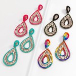 Wholesale rhinestone Teardrop Earrings Seed Bead Accents Long