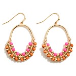 Wholesale gold Wood Beaded Drop Earrings L