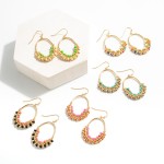 Wholesale gold Wood Beaded Drop Earrings L