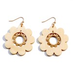 Wholesale wood Gold Flower Drop Earring L