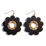Wholesale wood Gold Flower Drop Earring L