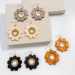 Wholesale wood Gold Flower Drop Earring L