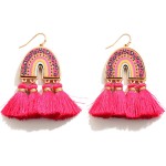 Wholesale wood Animal Print Arch Tassel Drop Earrings L