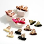 Wholesale wood Animal Print Arch Tassel Drop Earrings L