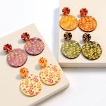 Filigree Painted Wood Circle Drop Earrings

- Approximately 2" L