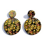 Filigree Painted Wood Circle Drop Earrings

- Approximately 2" L