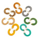 Wholesale large Basket Weave Raffia Hoop Earrings Gold Accents Diameter