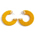 Wholesale large Basket Weave Raffia Hoop Earrings Gold Accents Diameter